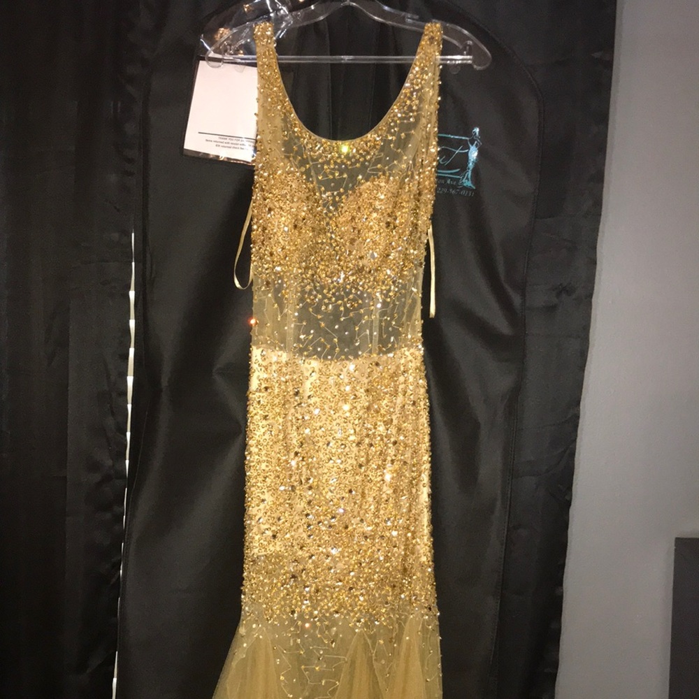Gold sequin prom dress size 2
